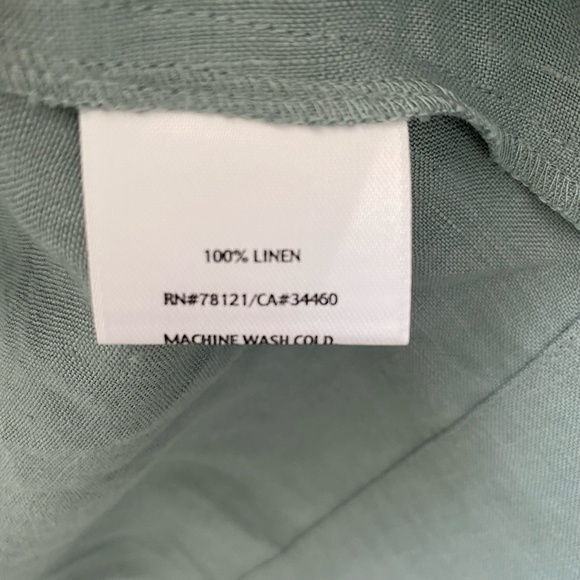 Eileen Fisher Funnel Neck Jacket Spring Linen Petite Small Tarragon Blue Green - Picture 11 of 15